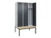 locker met bank,voor scheiding van kleding,HxBxD 2120x1200x815mm,3vak