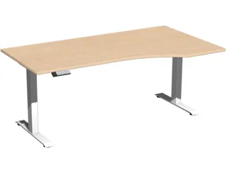 In hoogte verstelbaar bureau in vrije vorm,HxBxD 630-1280x1800x1000mm - 1