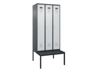 locker met bank,voor scheiding van kleding,HxBxD 2120x900x815mm,3vak - 2