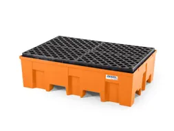PE-opvangbak,v. 2x200l vat,opvangvol. 220l,HxBxD 375x865x1245mm
