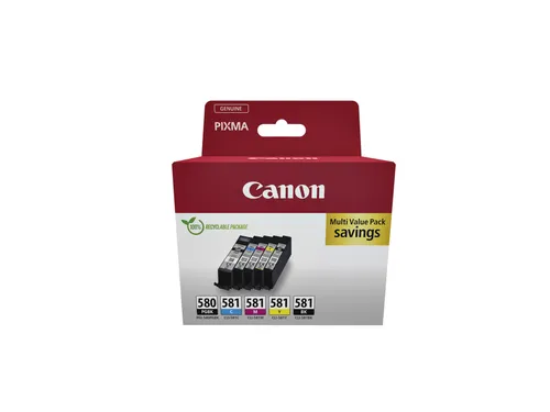 Canon PGI-580 & CLI-581 Inktcartridges 5-Pack Zwart + Kleur