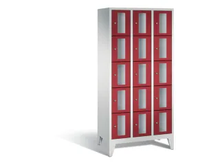 Lockerkast 1850x900x500mm 3x5 vakken Cilinderslot Poten, RAL3003 - 2