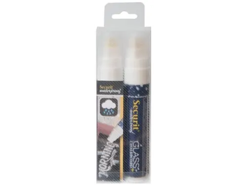 Securit Waterproof Krijtmarker Large Wit, Etui Met 2 Stuks