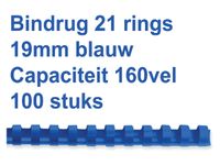 Bindrug GBC 19mm 21-rings A4 blauw 100stuks