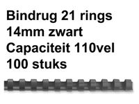 Anneaux de reliure Fellowes 14mm 21 anneaux A4 noir 100 pièces