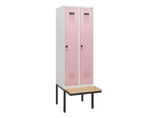 locker met bank,HxBxD 1950x600x815mm,2vak,vak B 300mm,draaigrendel - 2