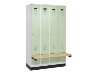 locker met bank,HxBxD 1950x1200x815mm,4vak,vak B 300mm,cilinderslot - 2