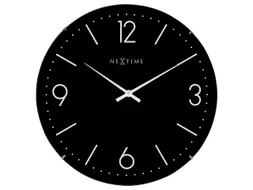 Wandklok NeXtime dia. 35cm bol glas zwart 'Basic Dome' streep/cijfers