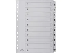 tabbladen met indexblad A4 11-gaatsperforatie karton 1-10 Wit