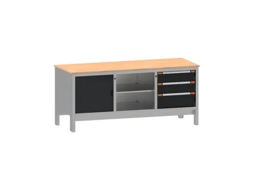 werkbank,HxBxD 870x1850x725mm,multiplexblad,draagverm. 1000kg,4voeten