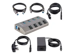 4-Port Self-Powered USB-C Hub met Individuele On/Off Schakelaars