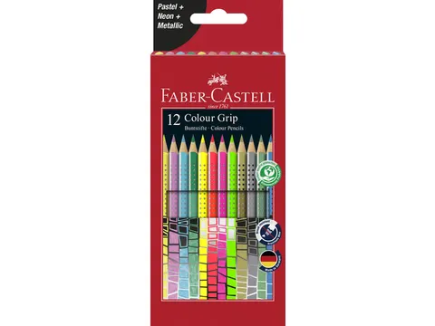 kleurset Faber-Castell GRIP pastel, neon en metallic 12 stuks