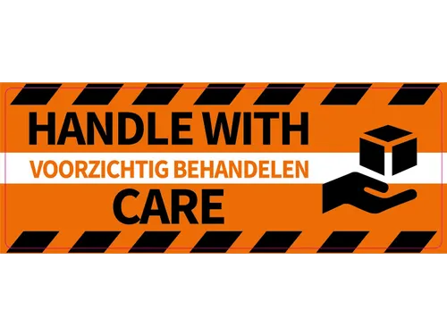Verpakkingsetiketten 46x125mm Op Rol Handle With Care 250 Stuks