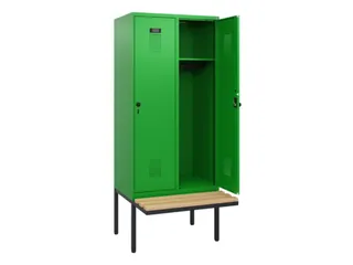 locker met bank,HxBxD 1950x800x815mm,2vak,vak B 400mm,draaigrendel - 1