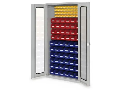 kast met sleufplaat m. bakken,HxBxD 1950x1000x410mm,92bakken PE