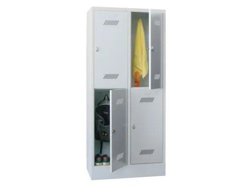 dubbeldekse locker,HxBxD 1850x800x500mm,2x2vak.,RAL7035,front RAL6011