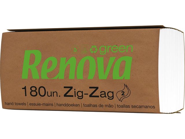Renovagreen papieren handd Z-vouw 2-l 180 vel 30 stuks | Vouwhanddoeken.nl
