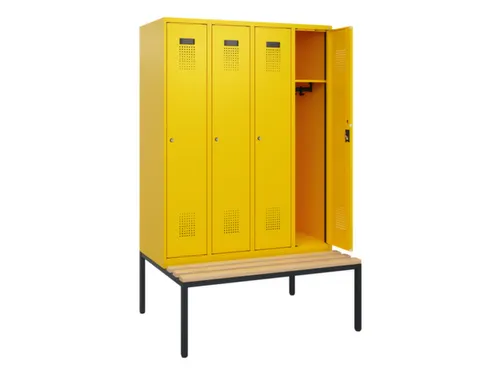 locker met bank,HxBxD 1950x1200x815mm,4vak,vak B 300mm,cilinderslot