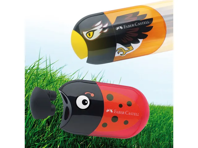 puntenslijper en gum Faber-Castell diermotieven 18 stuks