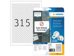 HERMA 4385 Verwijderbare etiketten A4 Rond 10mm Wit 7875 stuks