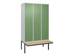 locker met bank,HxBxD 2120x1200x815mm,3vak,vak B 400mm,cil.-slot