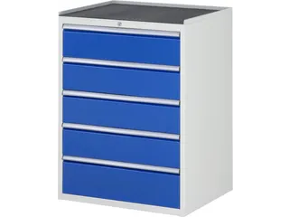 ladekast 1035x770x650mm 5laden cilinderslot RAL7035 RAL5010 metaal - 1