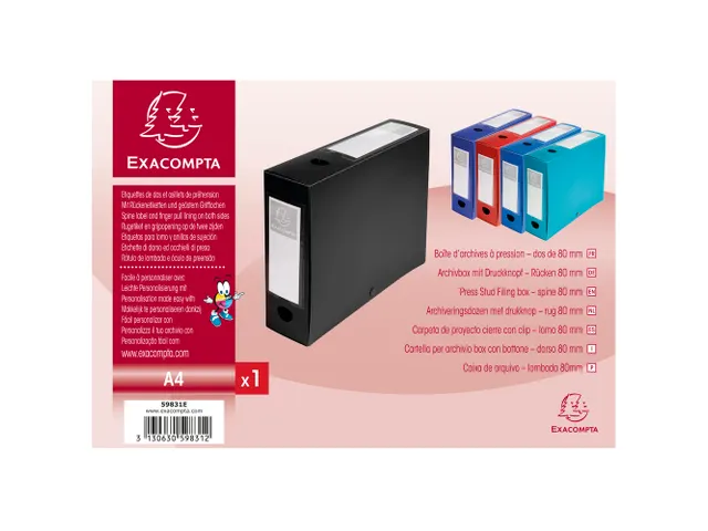 Boite de classement à pression Dos 80mm polypropylène 7/10e Opaque -