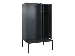 locker met bank,voor scheiding van kleding,HxBxD 2120x1200x815mm,4vak - 1