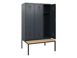 locker met bank,HxBxD 1950x1200x815mm,3vak,vak B 400mm,cilinderslot