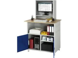 pc-kast,HxBxD 1810x1100x800mm,monitorvak,stopcontactdoos,romp RAL7035 - 1