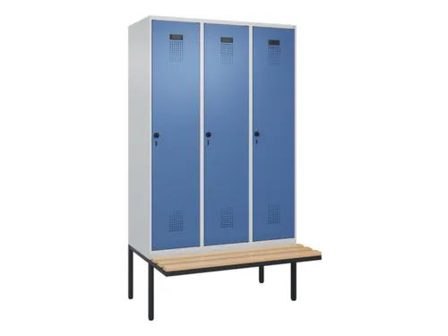 locker met bank,HxBxD 2120x1200x815mm,3vak,vak B 400mm,draaigrendel