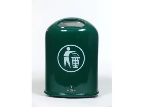 Staalplaat Afvalemmer 45 Liter Ovale Opening Veerklep Mosgroen