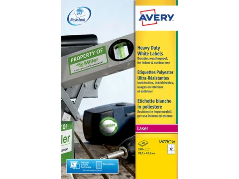 weerbestendig etiket Avery 99,1x42,3mm 20 vel 12 etiketten per vel