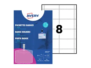 Avery 4822 Badgehouder met clip set 60x90mm 25 stuks+32 kaarten - 3