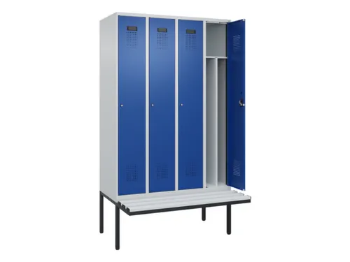 locker met bank,voor scheiding van kleding,HxBxD 2120x1200x815mm,4vak