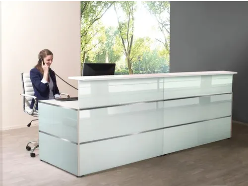Balie Aanbouwelement bxd 1350x1015mm Recht Glazen Front wit