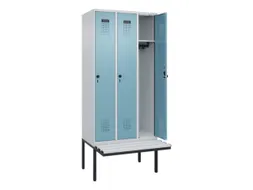 locker met bank,HxBxD 2120x900x815mm,3vak,vak B 300mm,draaigrendel