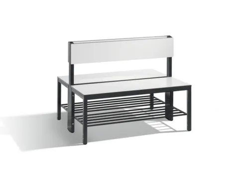 omkleedbank,HxLxD 796x1000x760mm,HPL wit,frame staal RAL7021,leuning