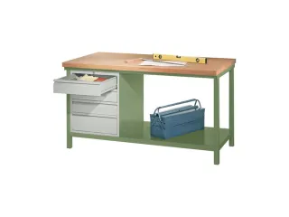 werkbank,HxBxD 900x1500x700mm,onderstel/romp RAL6011,front RAL7035 - 2