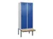 locker met bank,voor scheiding van kleding,HxBxD 2120x800x815mm,2vak