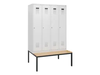 locker met bank,HxBxD 1950x1200x815mm,4vak,vak B 300mm,cilinderslot - 2