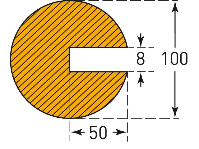 profielbescherming,cirkel,LxØ 1000x100mm,EVAC-schuim,geel/zwart