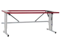 paktafel,HxBxD 690-1090x2000x800mm,T-voet RAL9006,in h. verstelb.