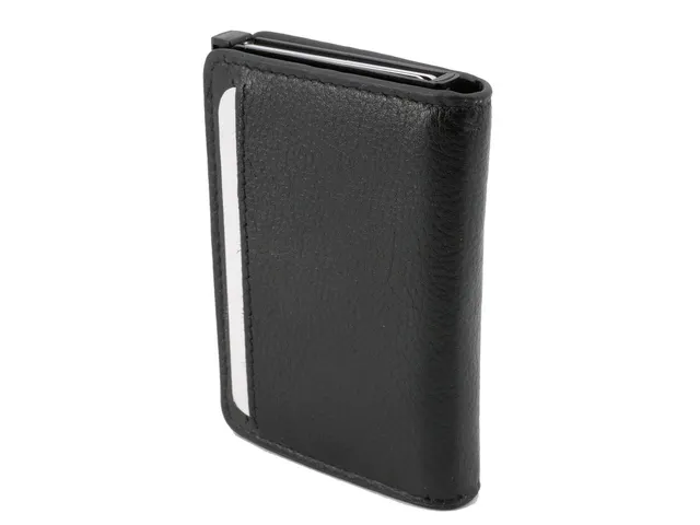 Pasjeshouder Clicksafe RFID nappaleer ZW/ZW 6 pasjes met opbergvak voo
