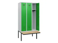 locker met bank,HxBxD 1950x900x815mm,3vak,vak B 300mm,cilinderslot