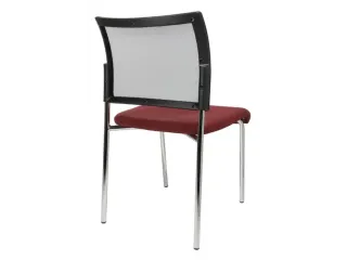 Bezoekersstoel Zitting Bordeauxrood Stof Rug Netbekleding Zwart - 3