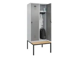 locker met bank,HxBxD 2120x800x815mm,2vak,vak B 400mm,draaigrendel