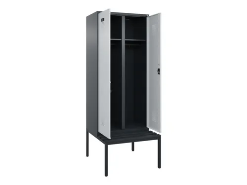 locker met bank,voor scheiding van kleding,HxBxD 2120x800x815mm,2vak