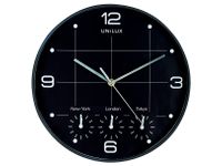 Unilux On Time Klok Metallic Grijs/wit 30.5cm tijdzones cijfers