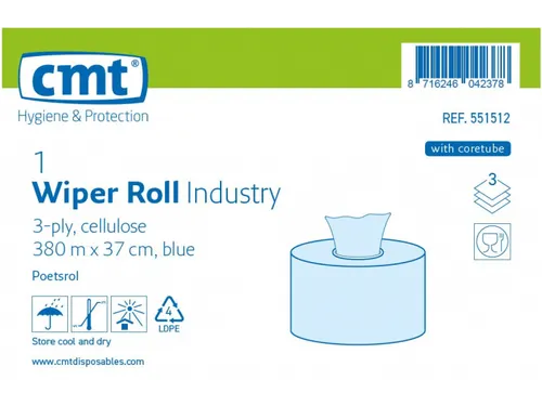 Poetsrol Industrie Cellulose 3-laags 380 Meter